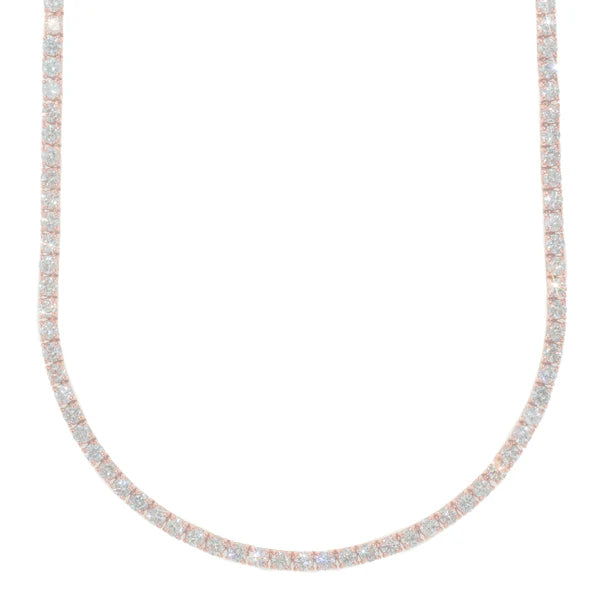 Rose Gold Tennis Chain - 14K Gold - DIA21.00CT - 40.00G - 21" inches