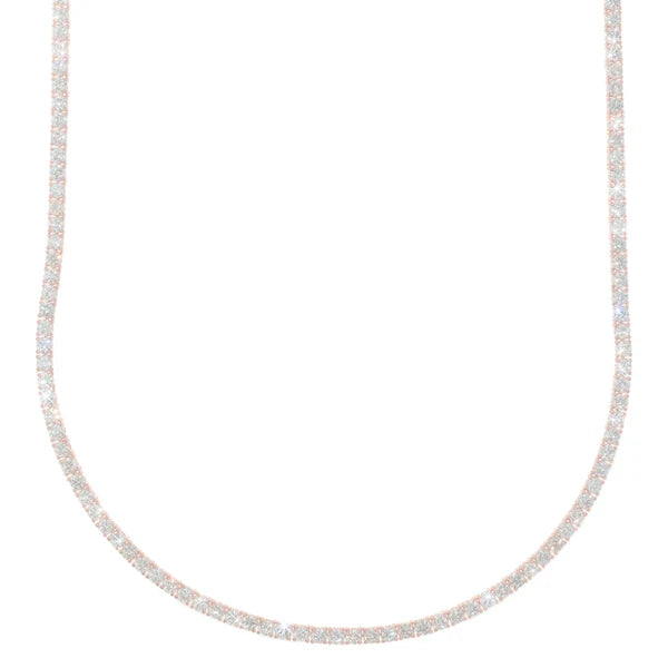 Rose Gold Tennis Chain - 14K Gold - DIA13.65CT - 23.60G - 23" inches