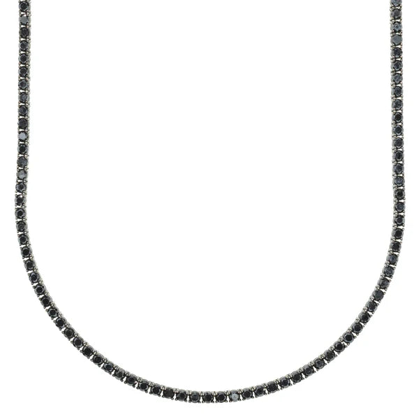 Tennis Chain With Black Diamond's - 14K Gold - DIA 10.83 Ct - 32.70G - 24" inches