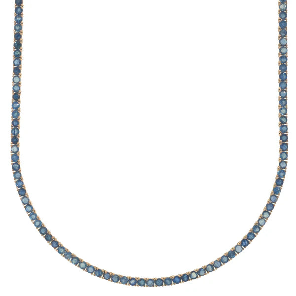 Yellow Gold Tennis Chain With Sapphire's - 14K Gold - SAF 29.63Ct - 22.70G - 20" inches