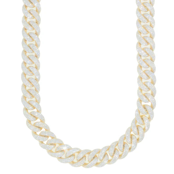 Woman's Cuban Link Chain- 14K Gold - DIA 53.85 ct - 404G - 20" inches