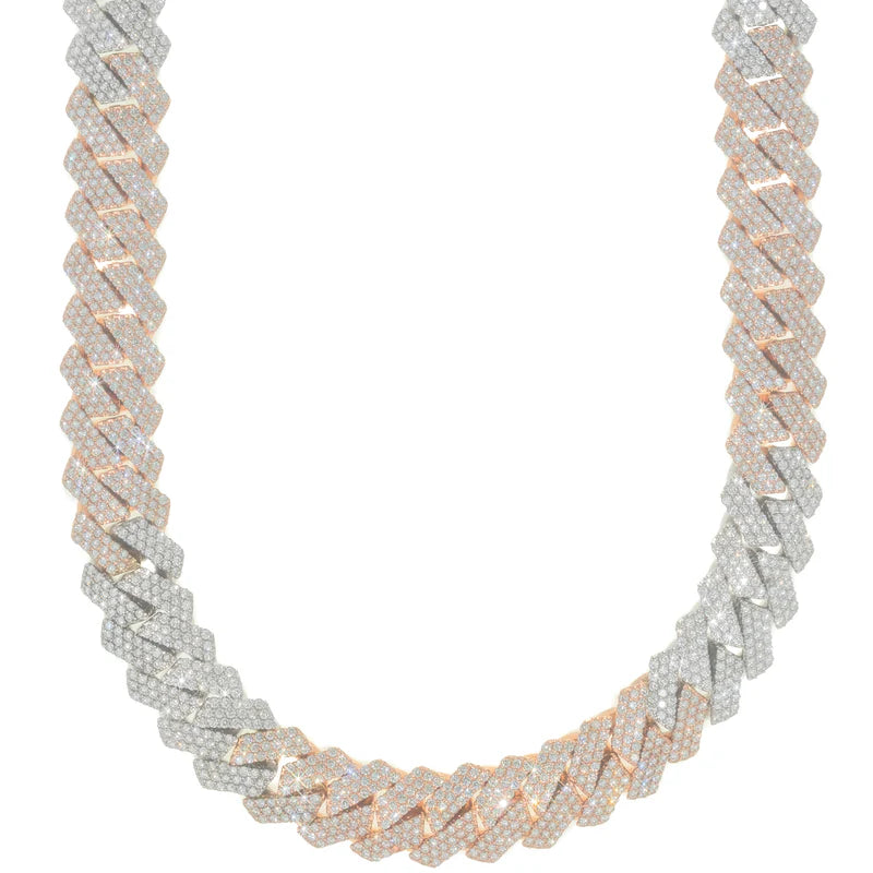 Cuban Link Chain - 14K Gold - Rose/White Gold 654.2 gr - DIA 67.01 Ct - 26" inches