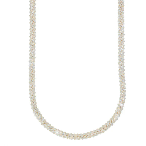 Woman's Cuban Link Chain- 10K Gold - Yellow Gold - DIA 10.96CT - 58G - 16" inches