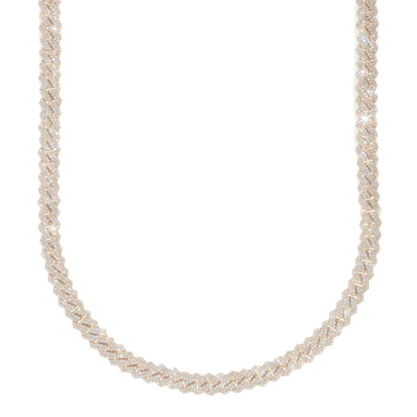 Woman's Cuban Link Neckless - 14K Gold - Yellow Gold - DIA 9.48CT - 68.50G - 18" inches