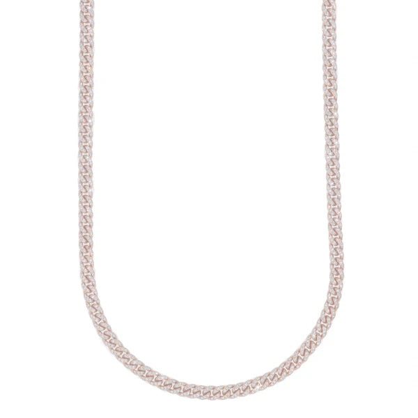 Woman's Cuban Link Chain 10K Gold - Rose Gold - DIA 4.73CT - 42.50G- 18" inches