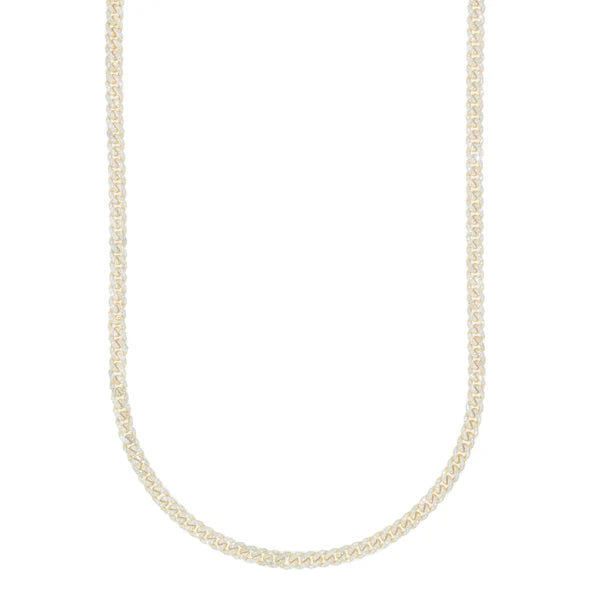 Woman's Cuban Link Chain - 14K Gold - Yellow Gold - DIA 4.00CT - 24.30G- 16" inches