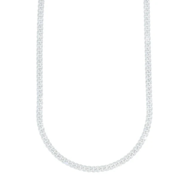 Woman's Cuban Link Chain - 10K Gold - White Gold - DIA 3.63CT - 38.80G - 16" inches