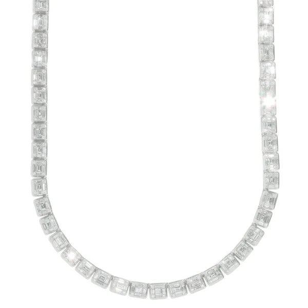Womans Baguette Chain - 18K Gold - White Gold - DIA 17.25CT - 74.30G - 18" inches