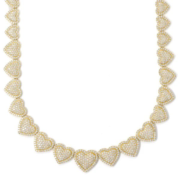 Woman's Heart Neckless With Diamonds - 10K Gold - Yellow Gold - DIA 19.15ct - 58.10G - 17" inches