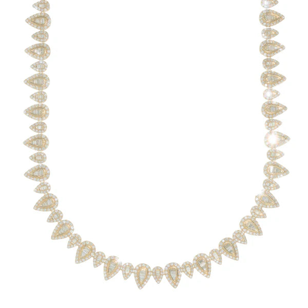 Woman's Pear Shape Neckless - 10K Gold - Yellow Gold - DIA 13.07ct - 46.13 G - 18" inches