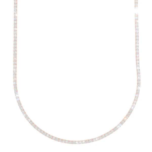 Woman's Tennis Chain - 14K Gold - Rose Gold - DIA 8.70CT - 18.0G - 17" inches