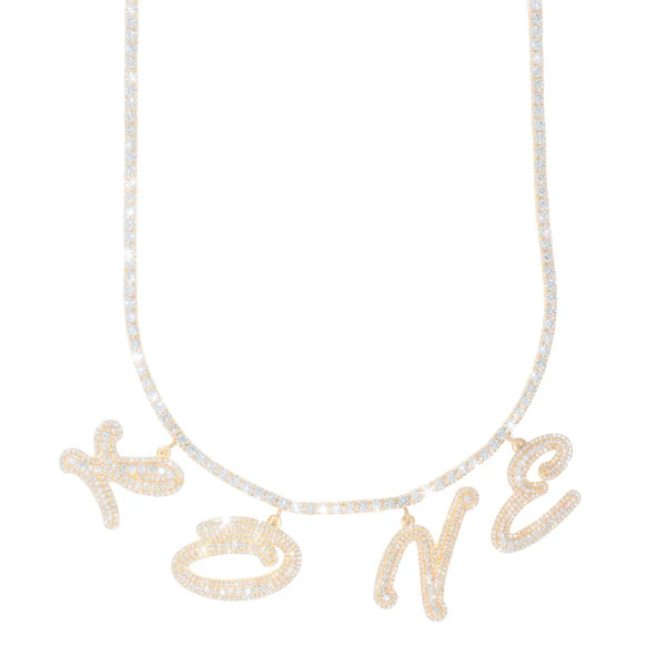 Woman's LOVE Tennis Chain - 14K Gold - Yellow Gold - 18" inches