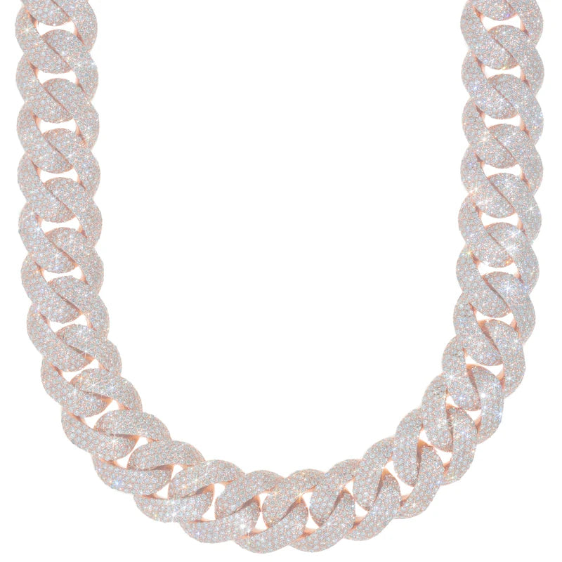 Cuban Link Chain - 10K Gold - Rose Gold 546.10 G - DIA 62.13 Ct - 22" inches