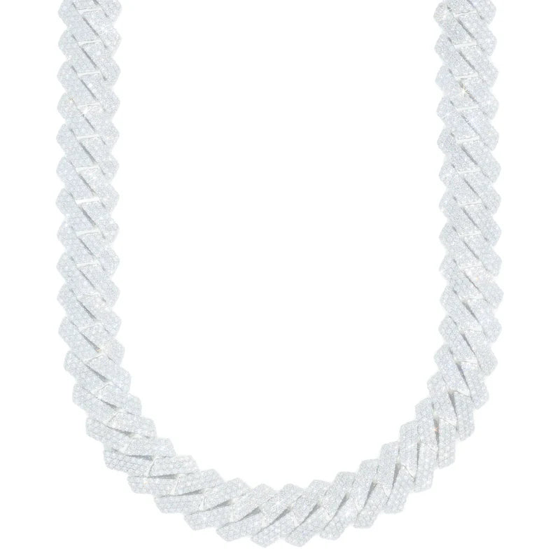 Cuban Link Chain - 14K Gold - White Gold 579.80G - DIA 45Ct - 22" inches