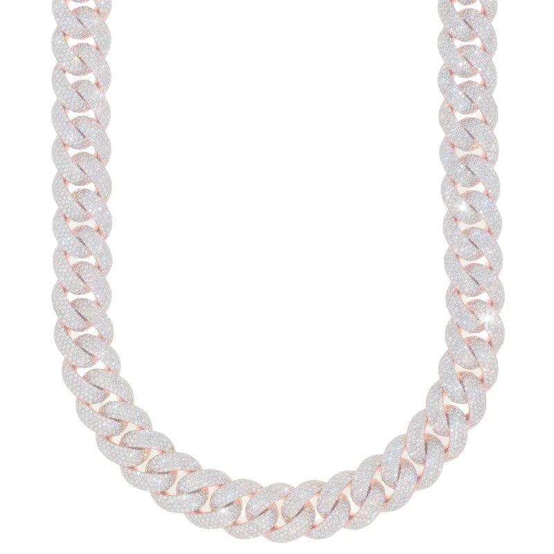 Cuban Link Chain - 10K Gold - Rose Gold 330G - DIA 38CT - 22" inches