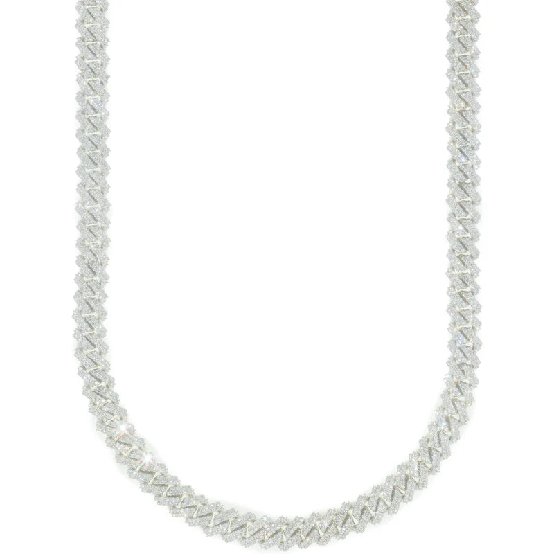 Cuban Link Chain - 10K Gold - White Gold 134.60 G - DIA 18.20 ct - 22" inches