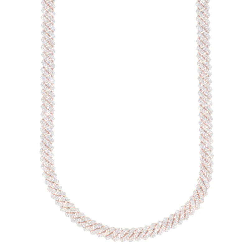 Cuban Link Chain - 14K Gold - Rose Gold 134 G - DIA 20.00 ct - 23" inches