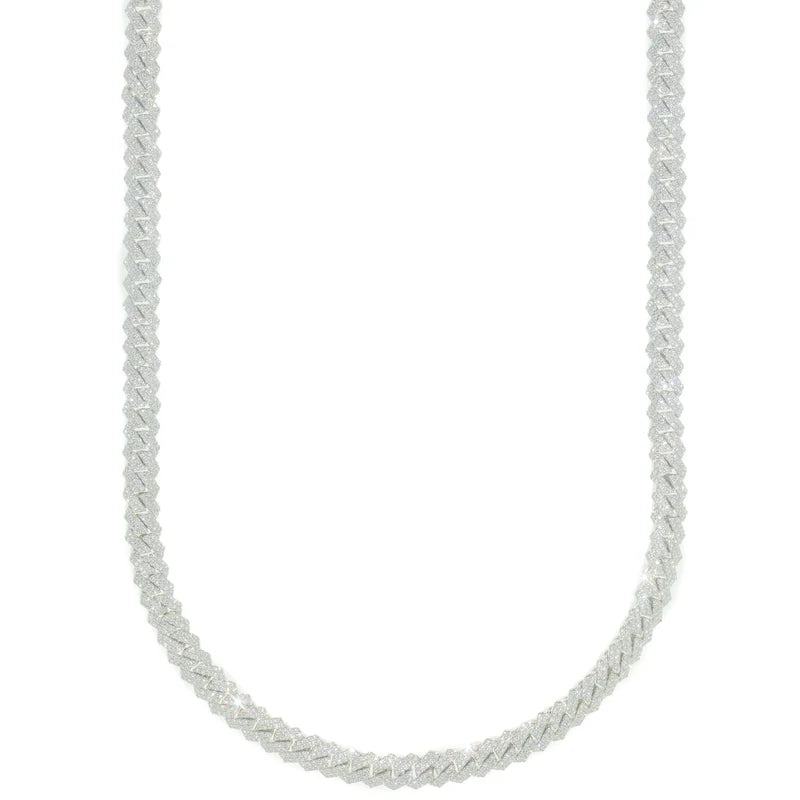 Cuban Link Chain - 10K Gold - White Gold 87.10 G - DIA 11.05 ct - 22" inches