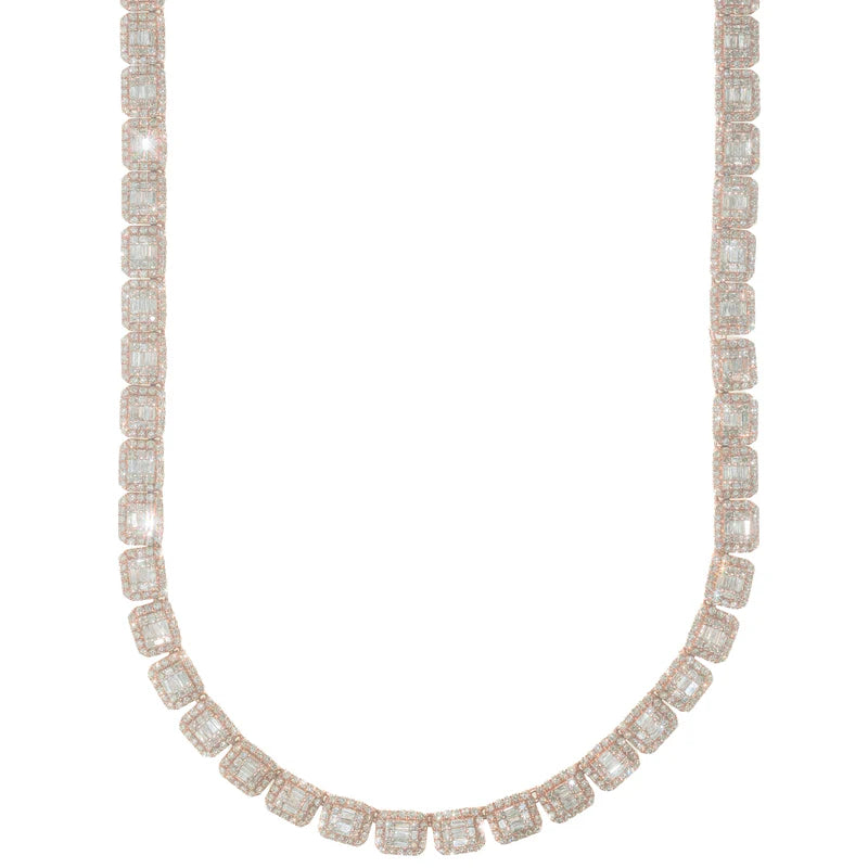 Baguette Chain - 10K Gold - Rose Gold - 105.80G - DIA 34.80CT - 20" inches
