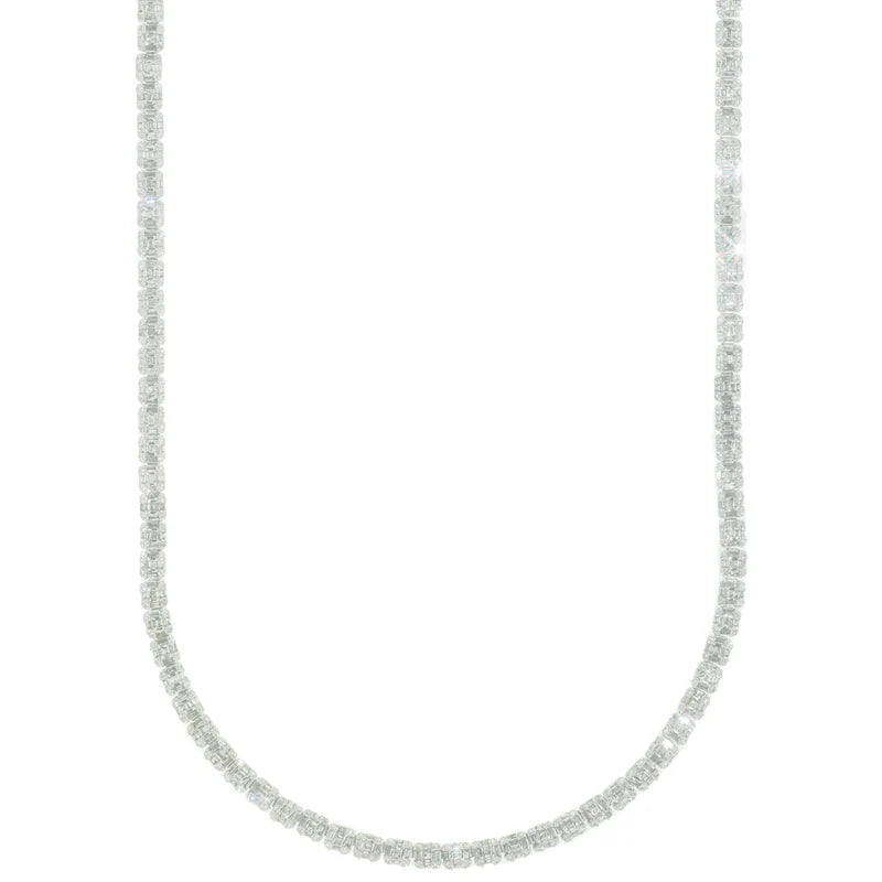 Baguette Chain - 10K Gold - White Gold - 52.50G - DIA 20.00 CT - 22" inches