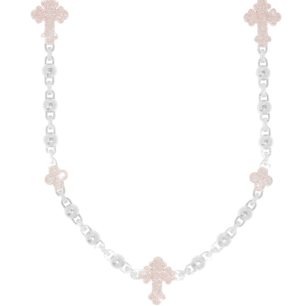 Baguette Chain with Diamond Crosses - 10K Gold - White/Rose Gold - 102.40G - DIA 13.00CT - 22" inches