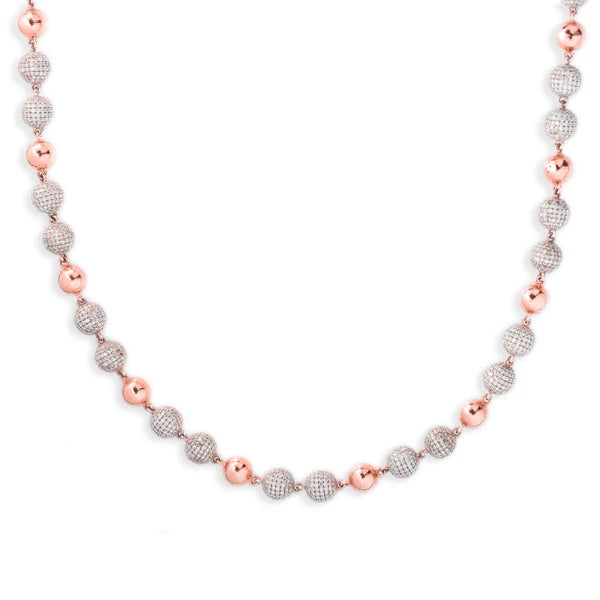 Ball Chain With Diamonds - 10K Gold - Rose Gold - 102.90G - DIA 32.40ct - 24" inches