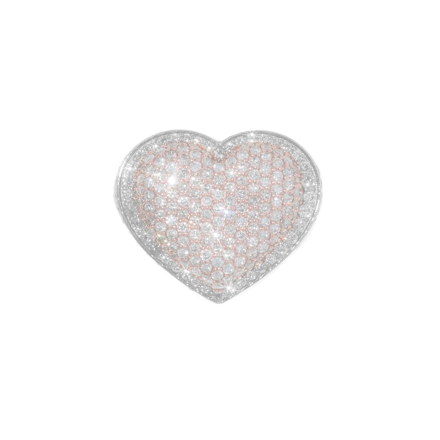 Heart Ring - 14K - White / Rose Gold 31.70g - D 5.54 CT