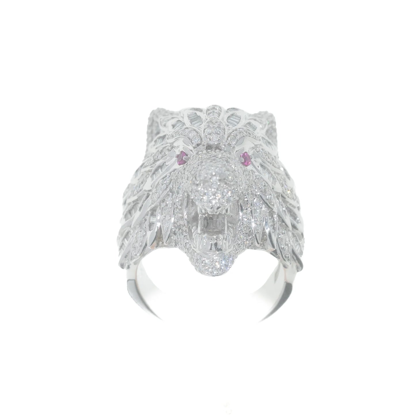 Wolf Ring – 14K – White Gold 44 g – D 3.55 CT