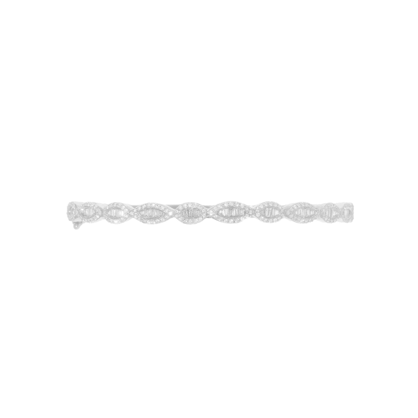 Bangle With Diamond's & Baguette's - 18K - White Gold 16.40g - D 1.12 CT