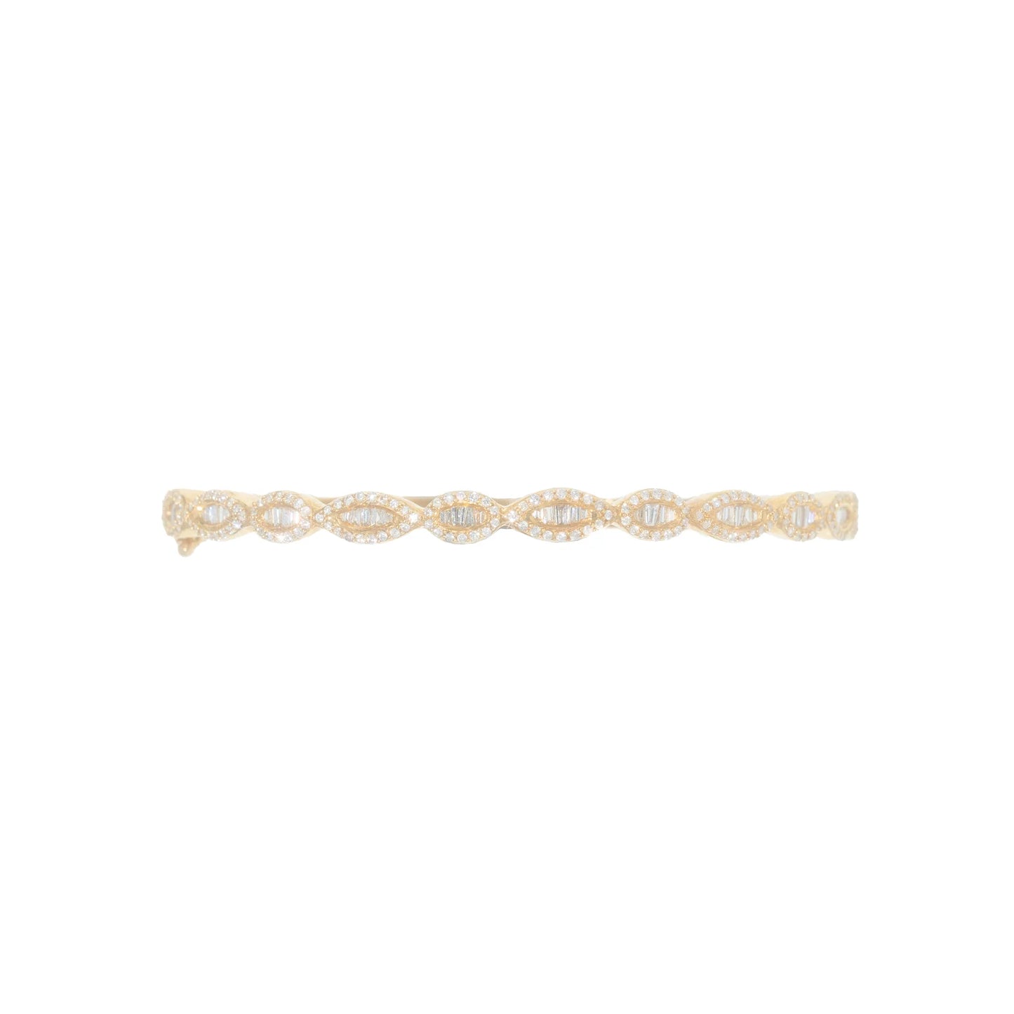 Bangle With Diamond's & Baguette's - 18K - White Gold 16.40g - D 1.12 CT