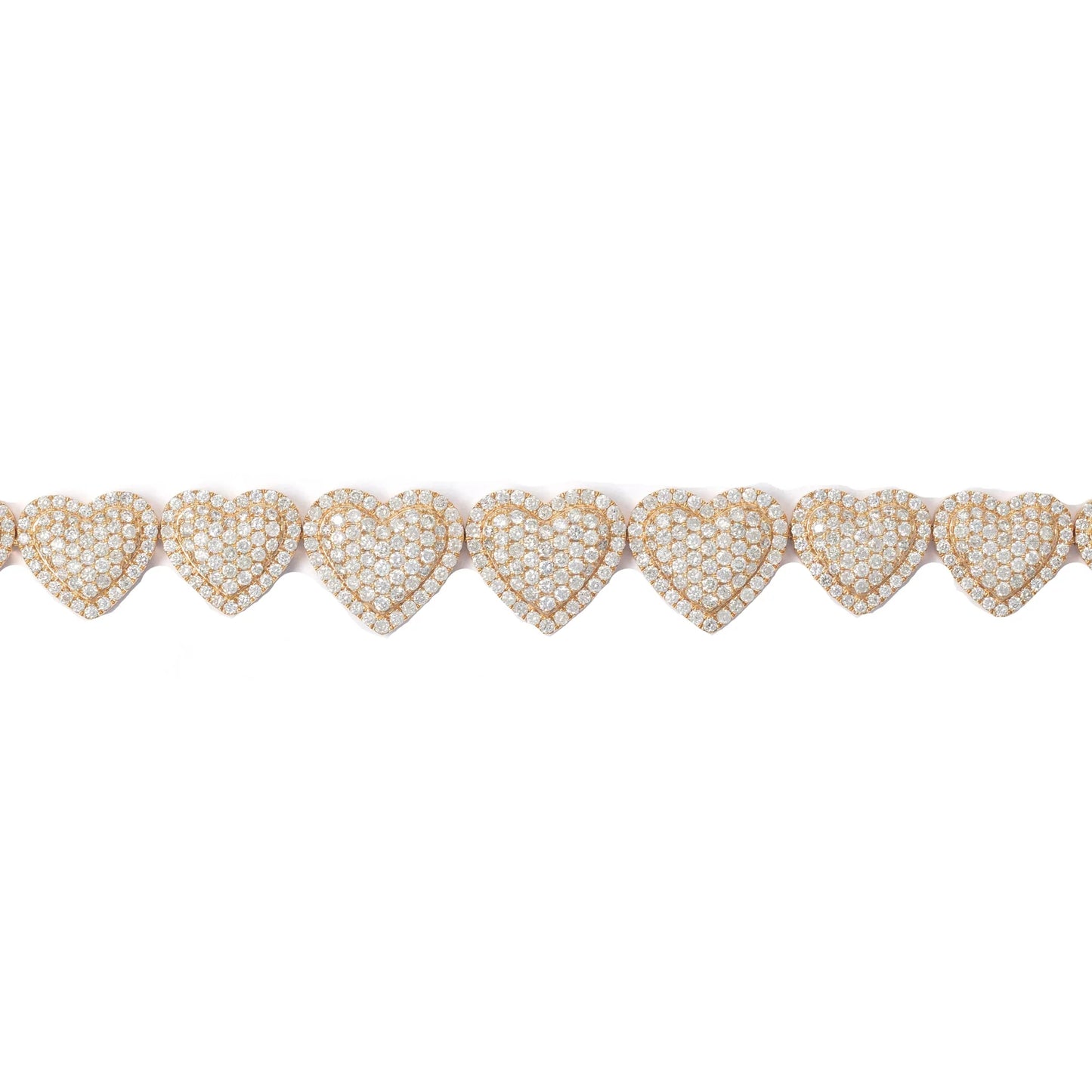 Heart Bracelet With Diamonds - 10K - Yellow Gold 23.80g - D 8.00 CT - 8 inches