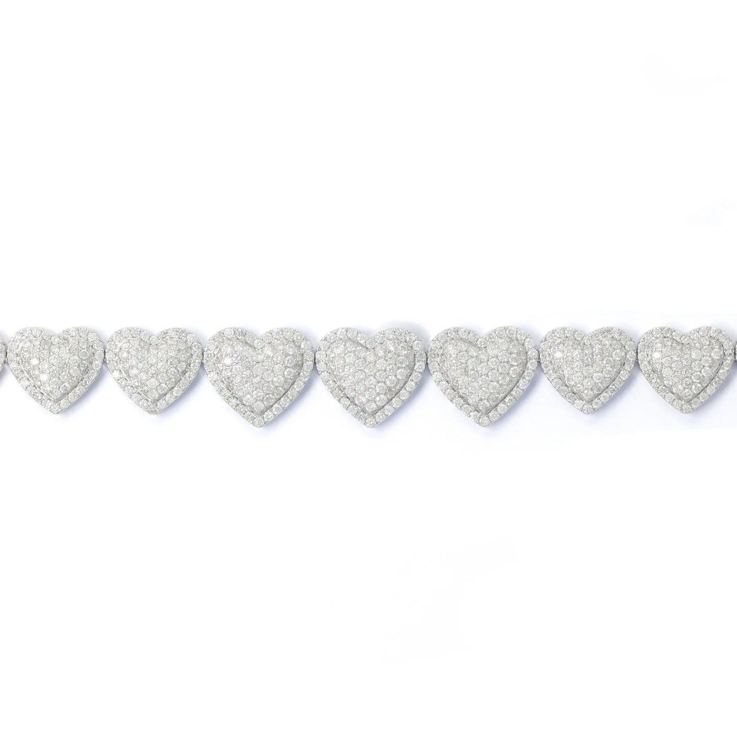 Heart Bracelet With Diamonds - 10K - White Gold 23.80g - D 8.00 CT - 8 inches