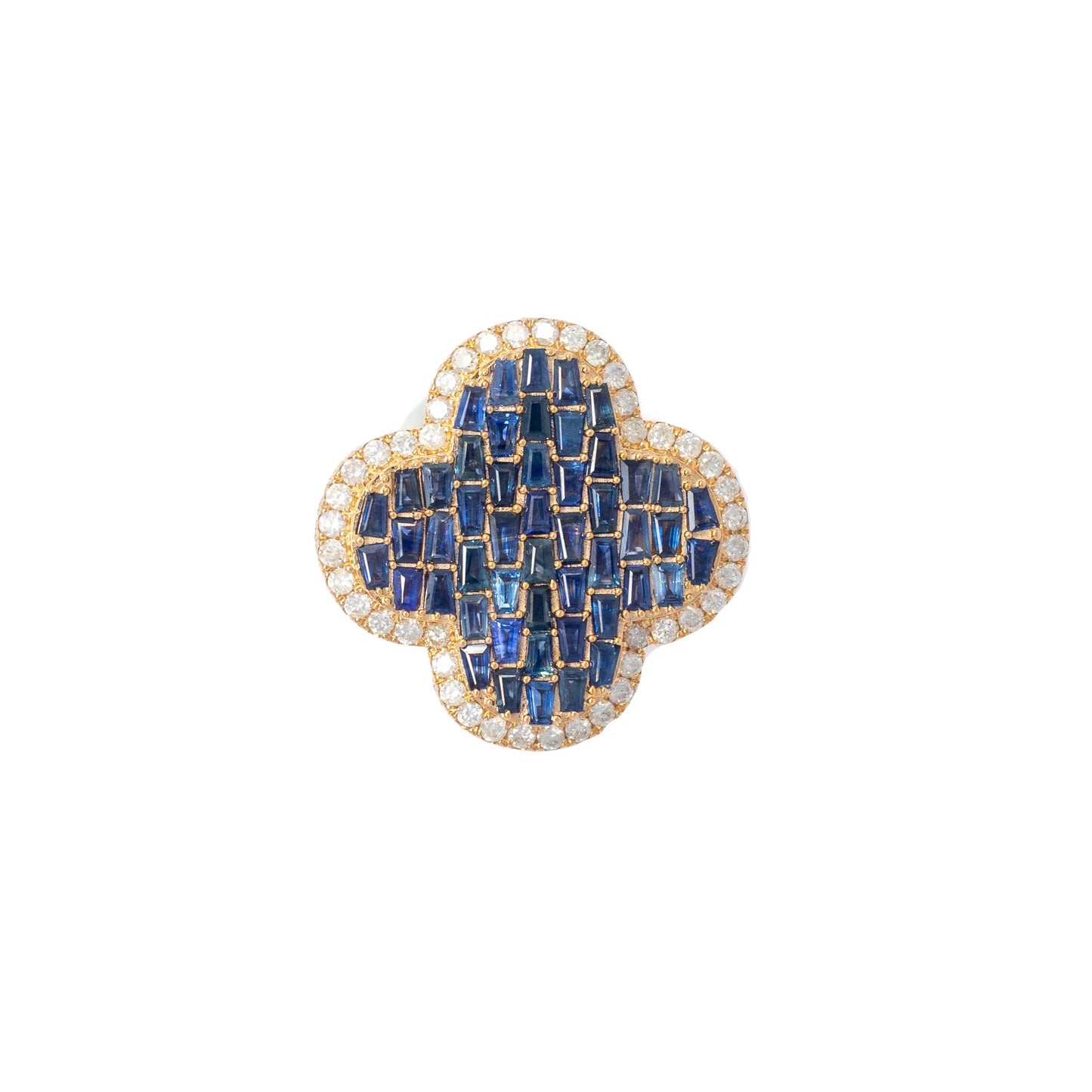 Diamond And Sapphire Ring – 10K – Yellow Gold 15.80 g – D 5.01 CT / S 4.25 CT
