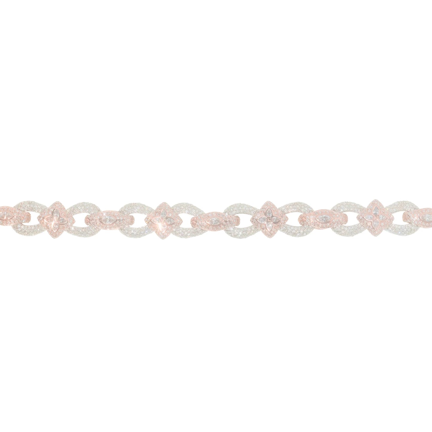 Infinity Bracelet With Pear & Oval Diamond's - 10K - White / Rose Gold 56.20 g - D 6.64 ct - 8 inches