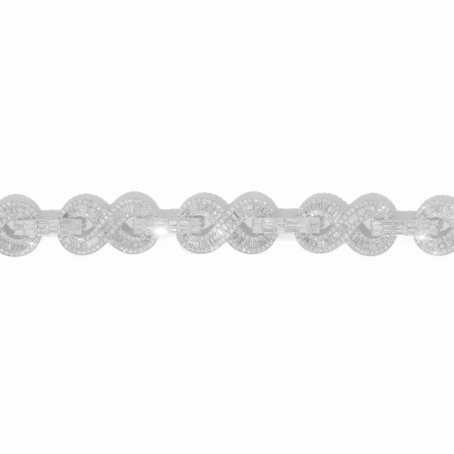 Infinity Link Bracelet With Baguettes - 10K - Yellow / White / Rose Gold 54.0 g - D 9.55 Ct - 7.5 inches