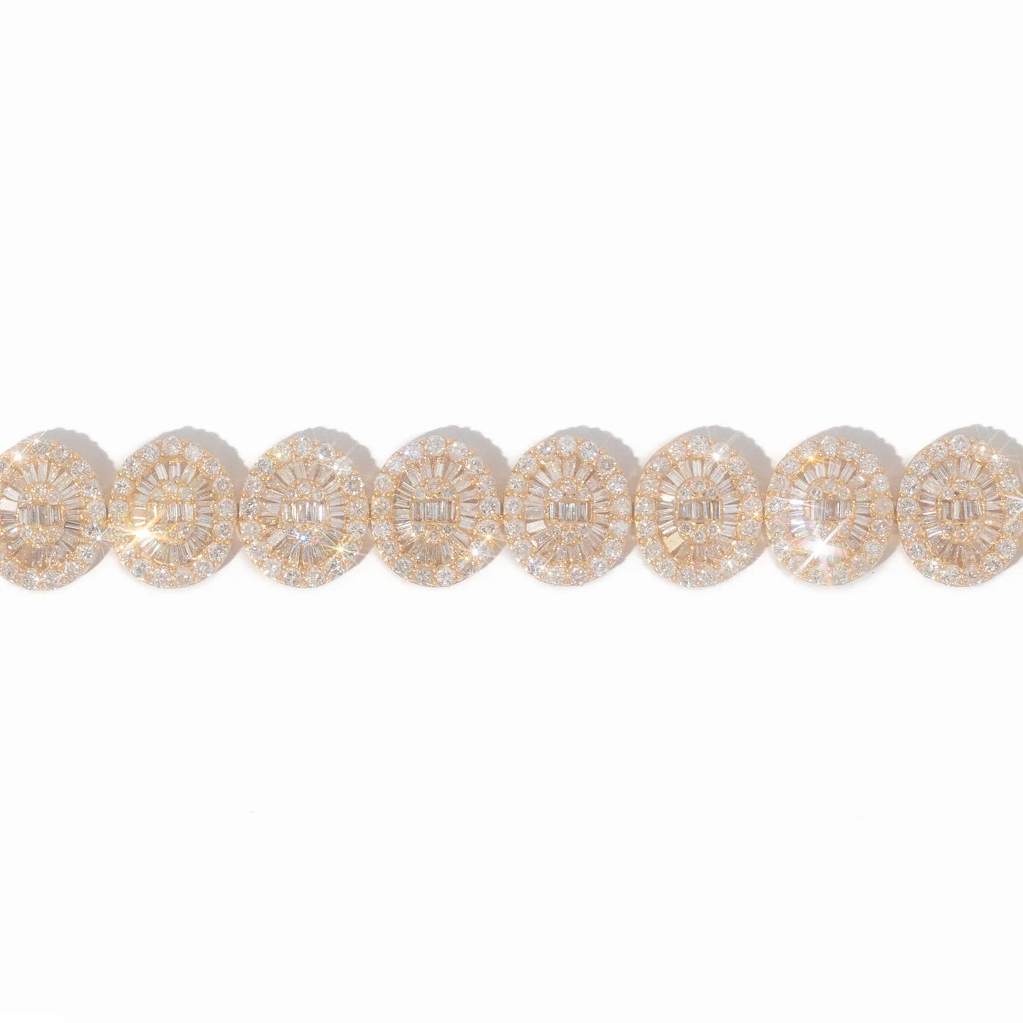 Bracelet With Baguettes - 14K - Yellow / White / Rose Gold 26.3g - D 8.35 CTW - 7.5 inches