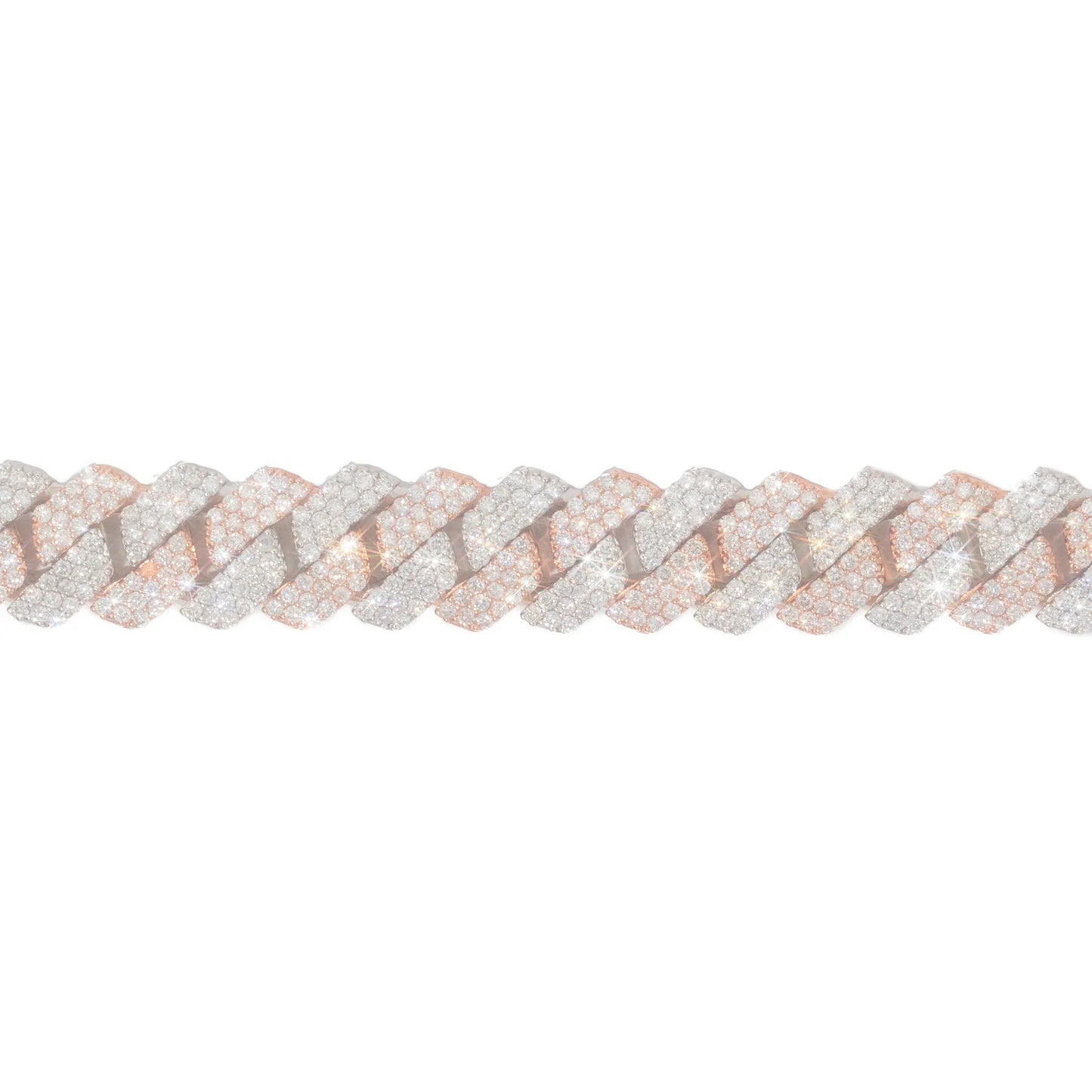 Cuban Link Bracelet - 10K - Yellow / White / Rose Gold 99.70g - D 14.20 ct - 7 inches
