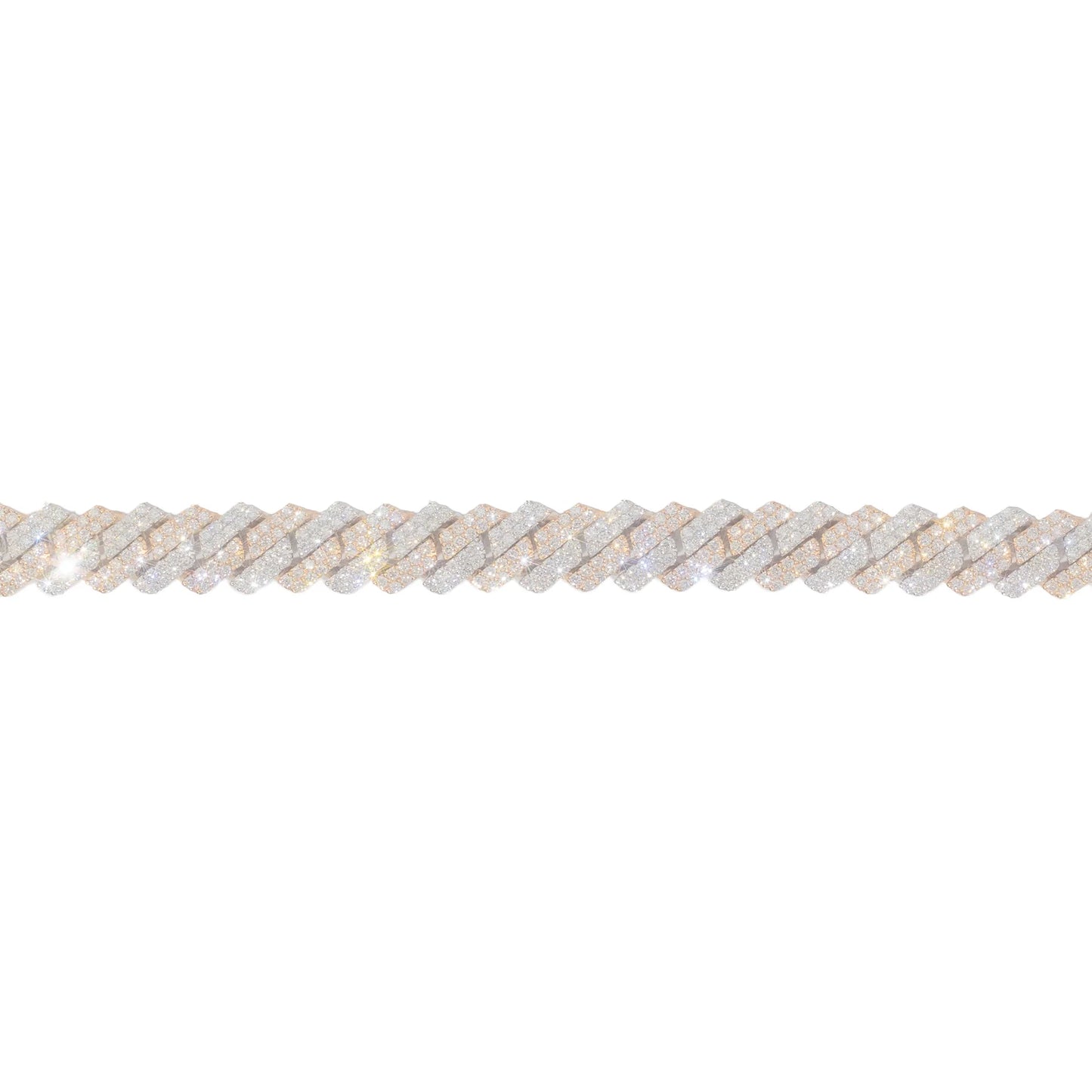 Cuban Link Bracelet - 10K - Yellow / White Gold 99.70g - D 14.20 CTW - 8 inches