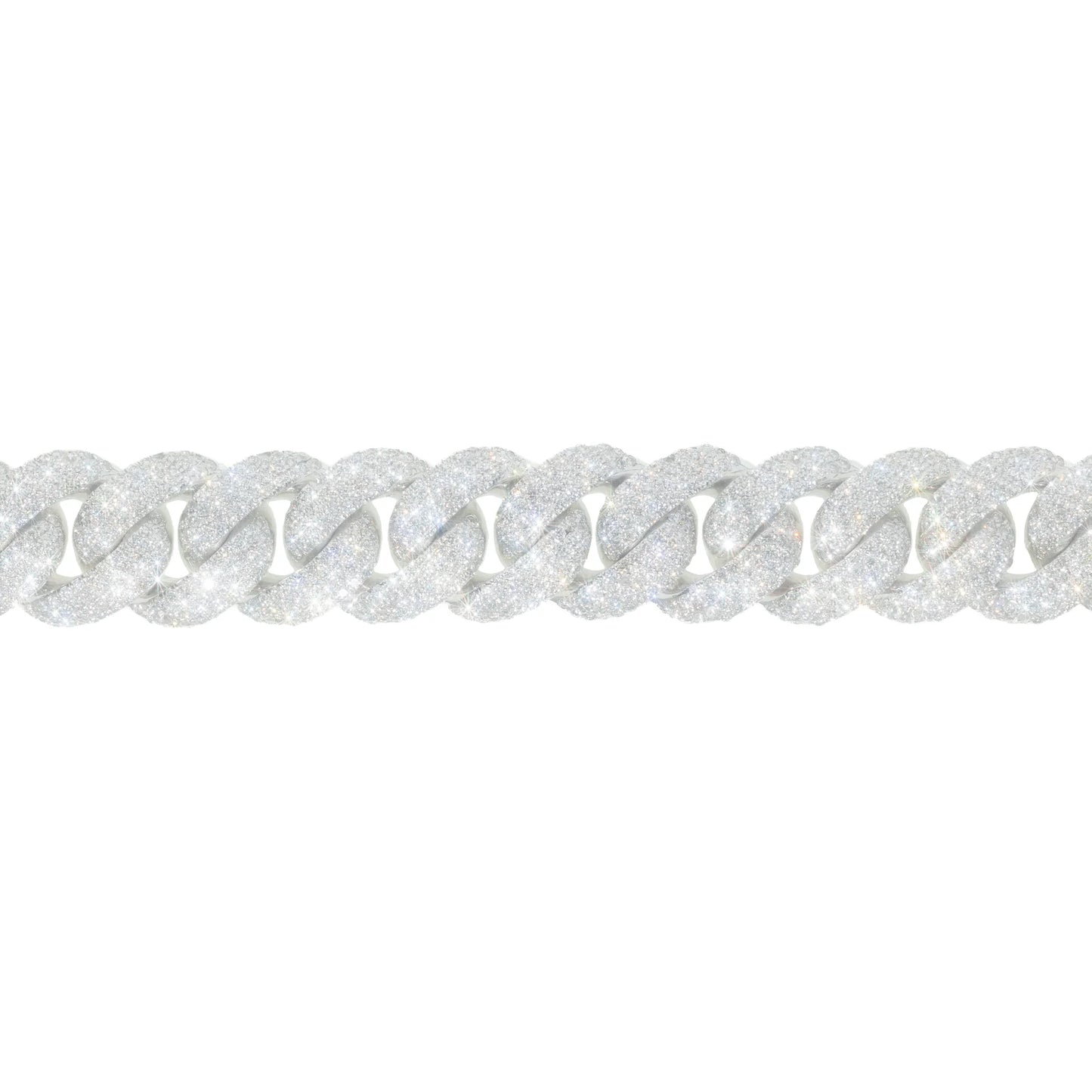 Cuban Link Bracelet - 10kt - White Gold 110.40g - D 12.50 ct - 8 inches