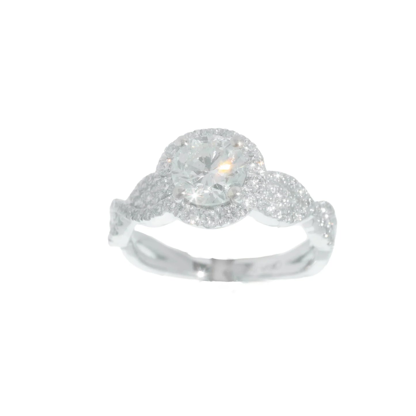Engagement Ring – 18K – White Gold 4.80 g – D 0.47 CT / Center 1.00 CT