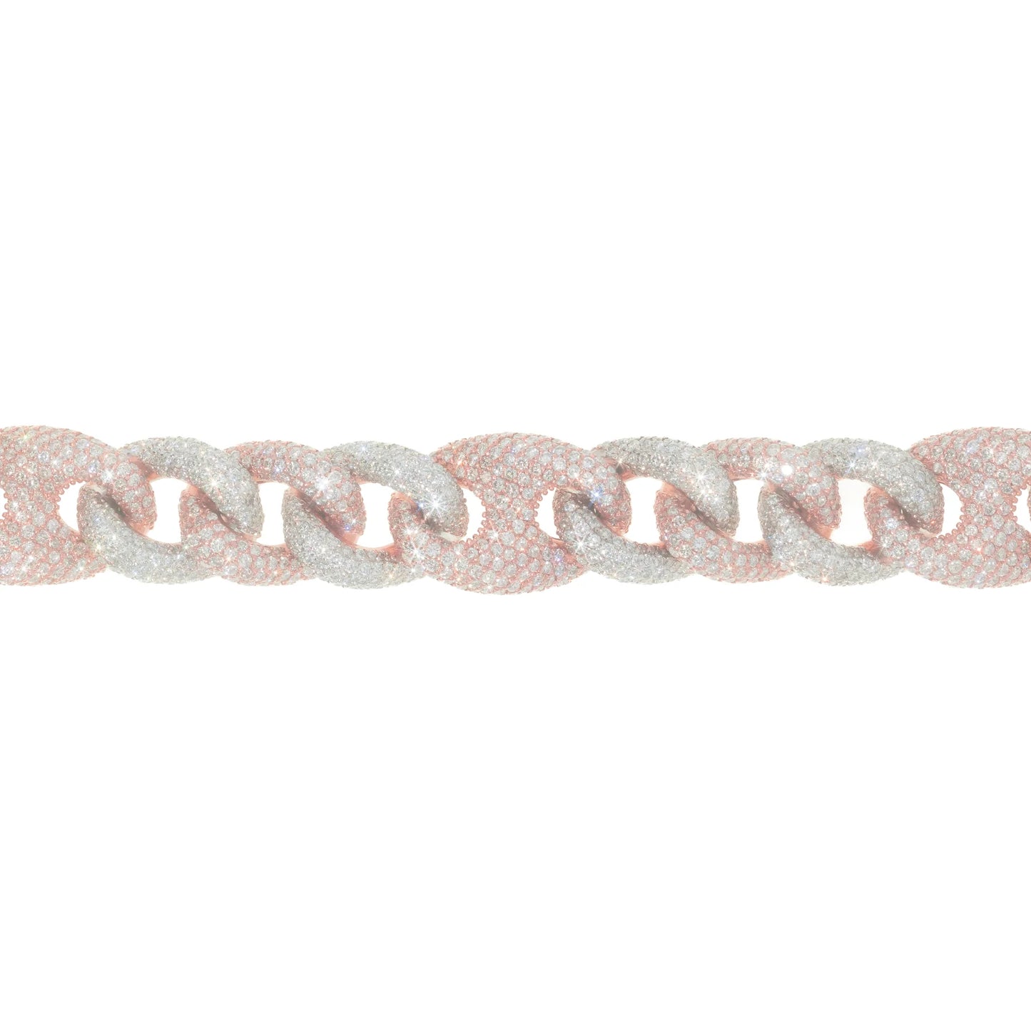 Gucci Cuban Link Bracelet - 14K - Rose / White Gold 111.9g - D 20.00 ct - 8 inches