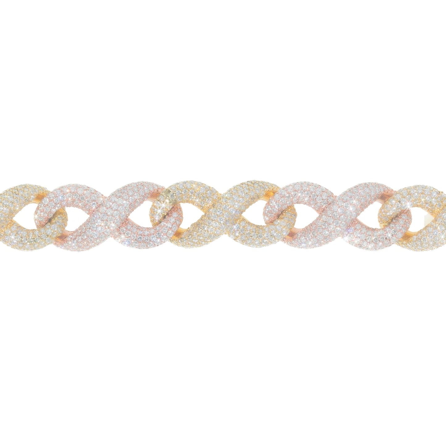 Infinity Link Bracelet - 14K - Rose / White Gold 125.30 g - D 21.00 ct - 8 inches