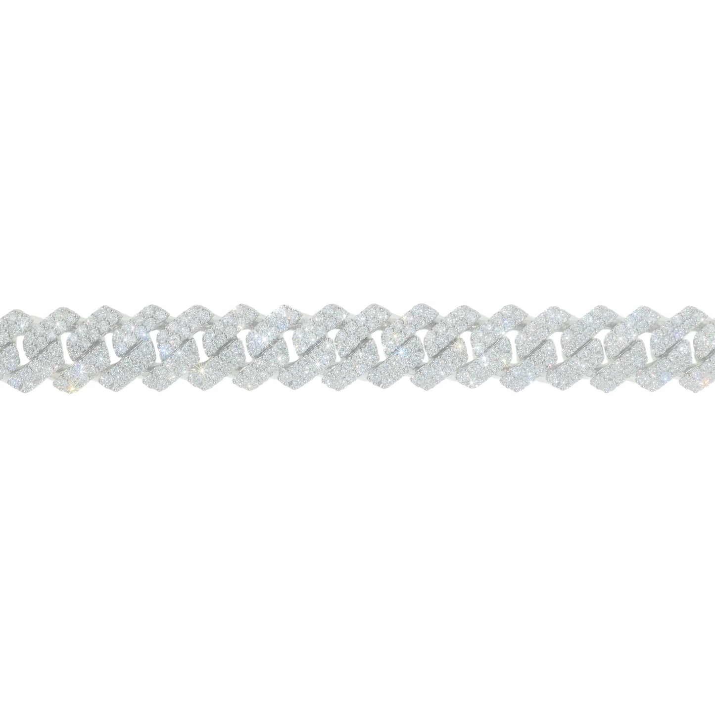 Cuban Link Bracelet - 14kt - White Gold 92.9g - D 10.94 ct - 8 inches