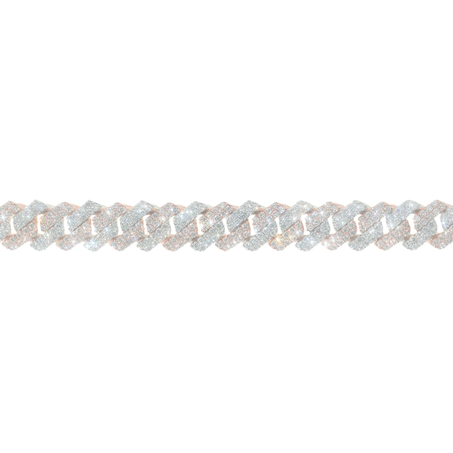 Cuban Link Bracelet - 14kt - Rose / White Gold 82g - D 9.92 ct - 8 inches