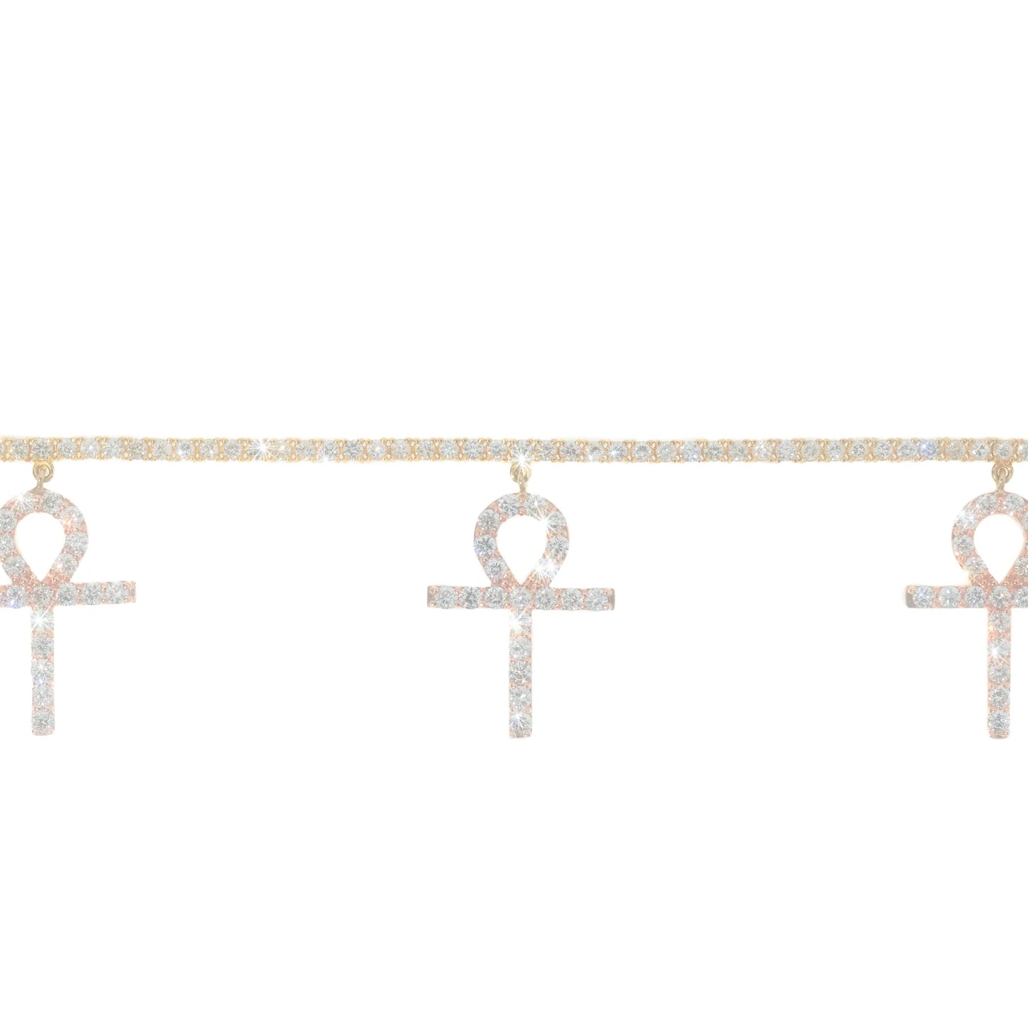 Tennis Cross Bracelet - 14K - Rose/Yellow Gold 12.60g - D 4.99 CT - 8 inches