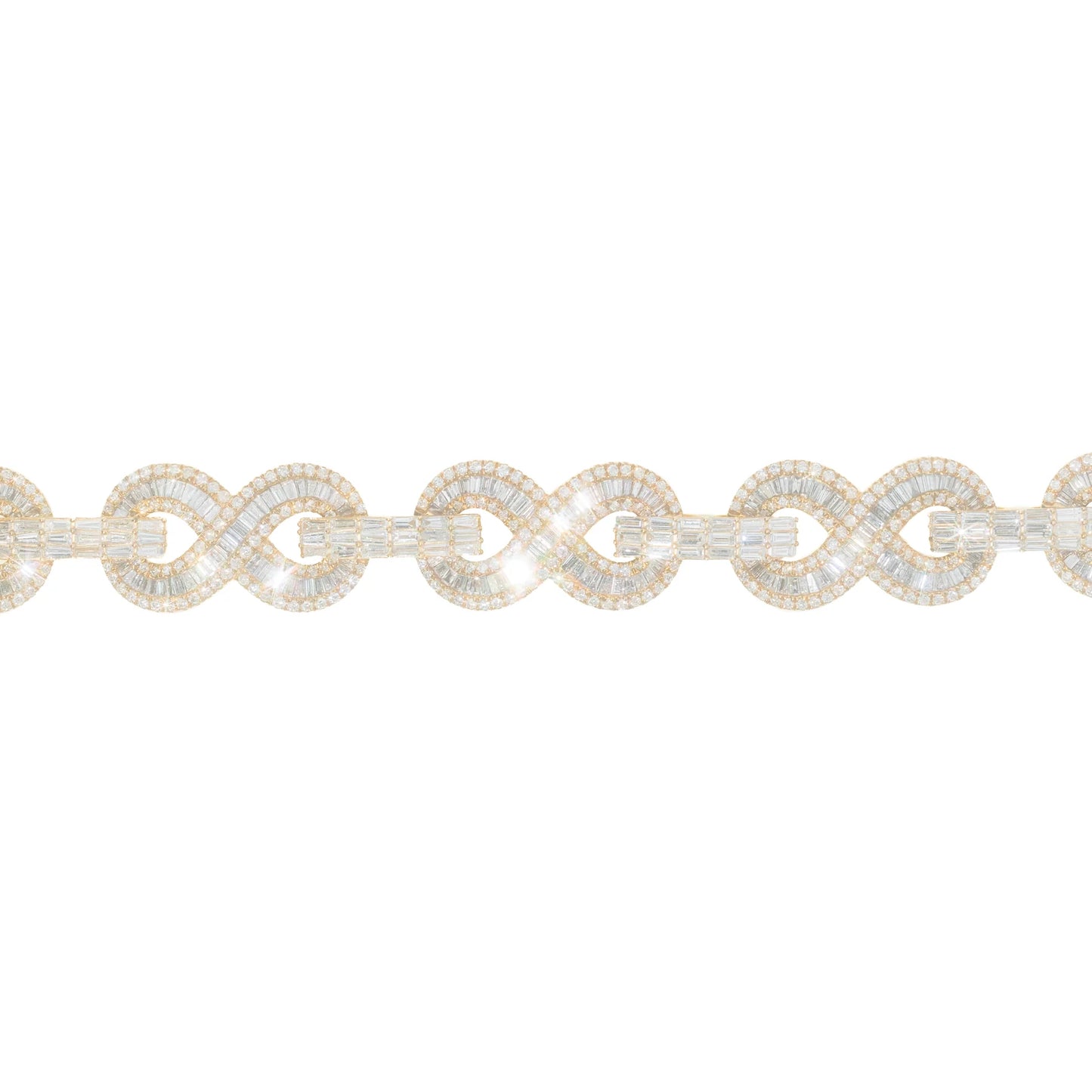 Infinity Link Bracelet With Baguettes - 10K - Yellow Gold 54.0 g - D 9.55 Ct - 8 inches