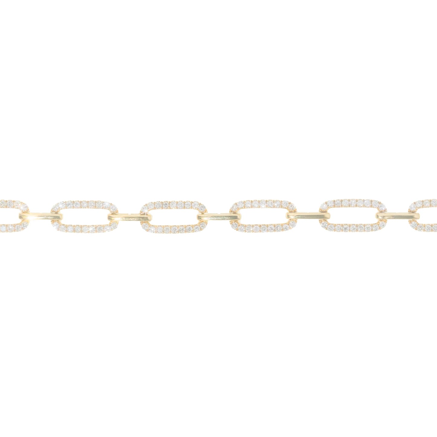 Paper Clip Link - 18K - Yellow Gold 19.80g - D 2.50 CT - 8 inches