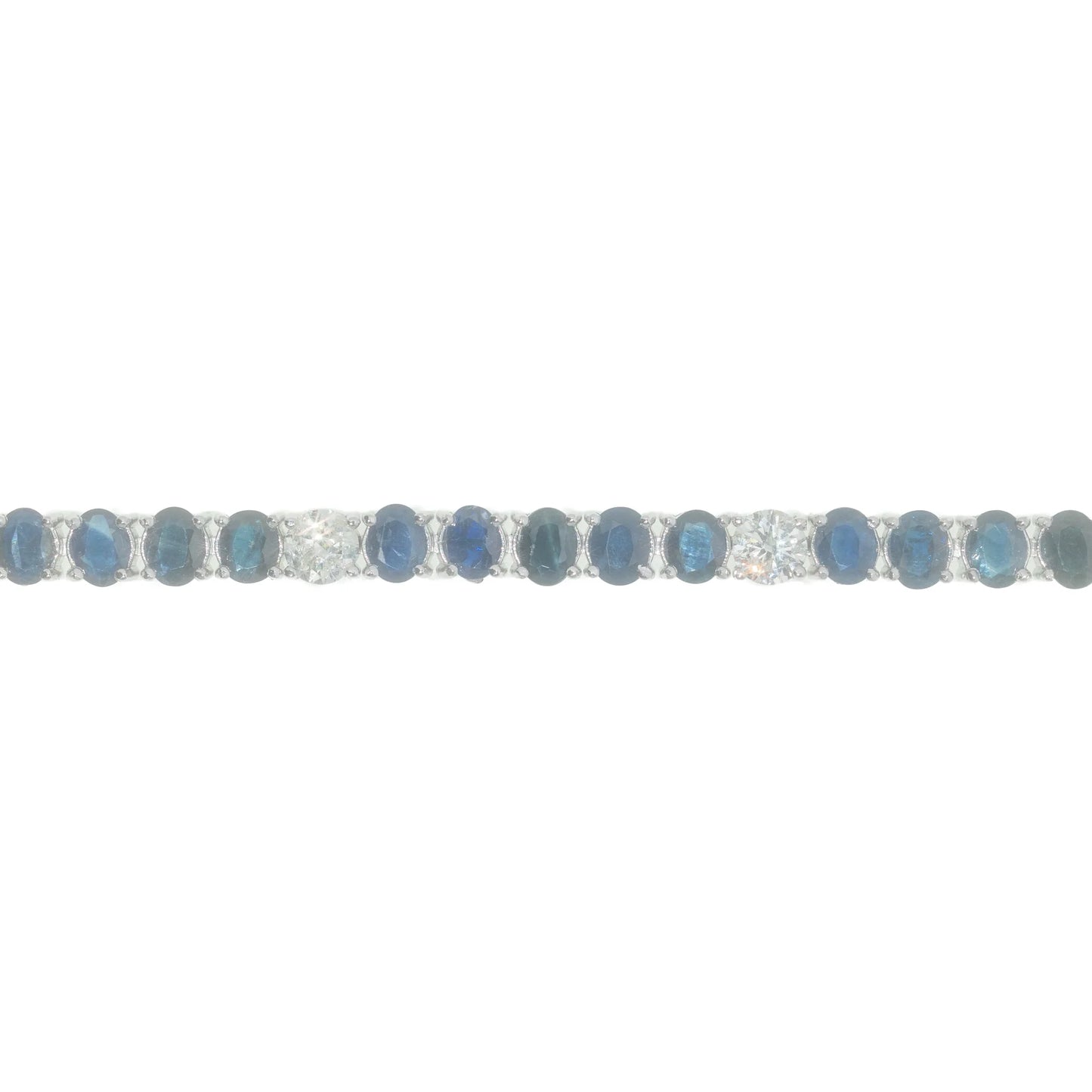 Tennis Bracelet With Sapphires - 14K - White Gold 28.7g - D 4.60 CT / S‑22.41 CT - 8 inches