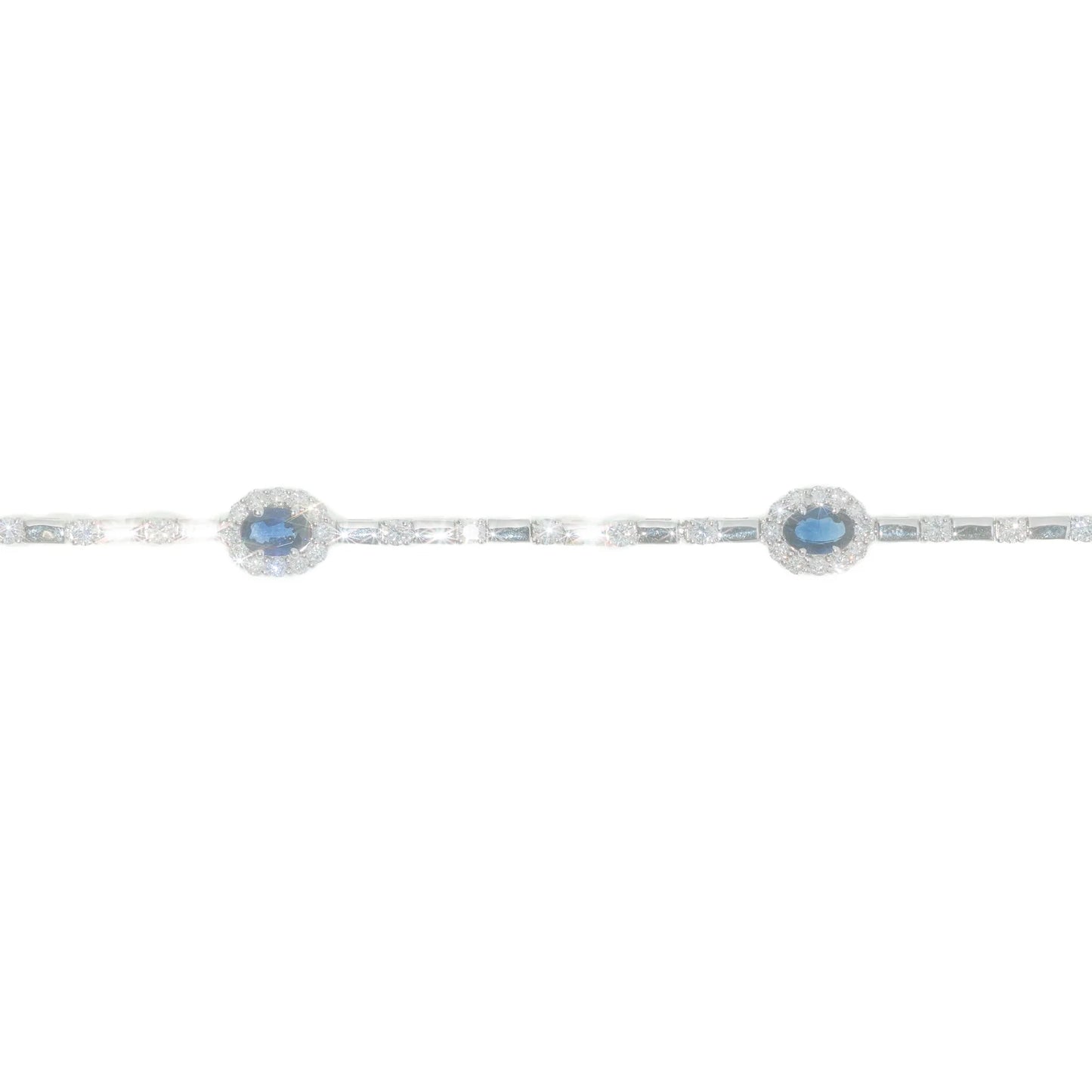 Diamond Bracelet With Sapphires - 18K - White Gold 12.8g - D 1.60 CT / S 2.0 CT - 8 inches