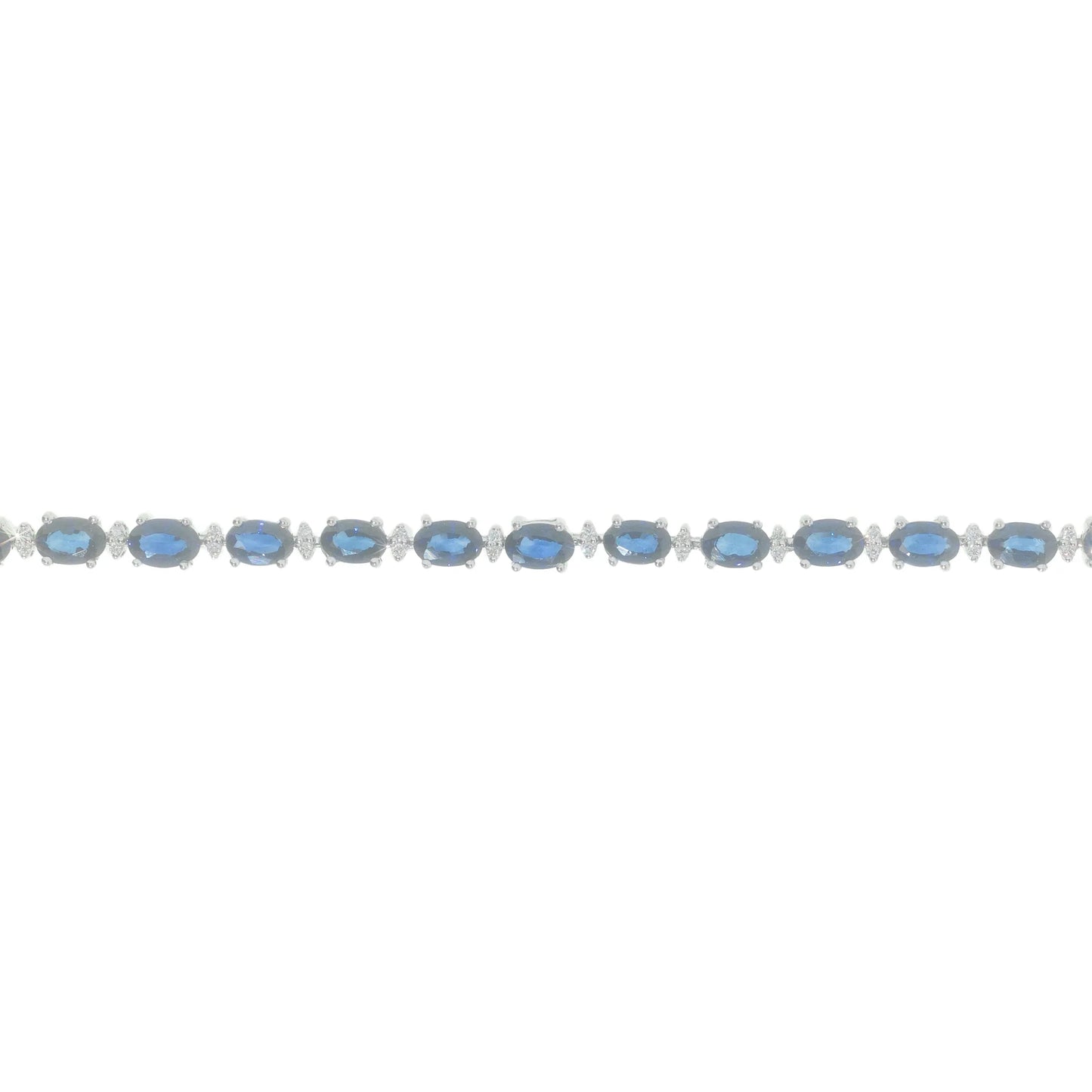 Diamond Bracelet With Sapphires - 18K - White Gold 15.1g - D 0.35 CT / S 13.0 CT - 8 inches